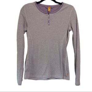 Lucy Long Sleeve Purple White Striped Shirt-Small